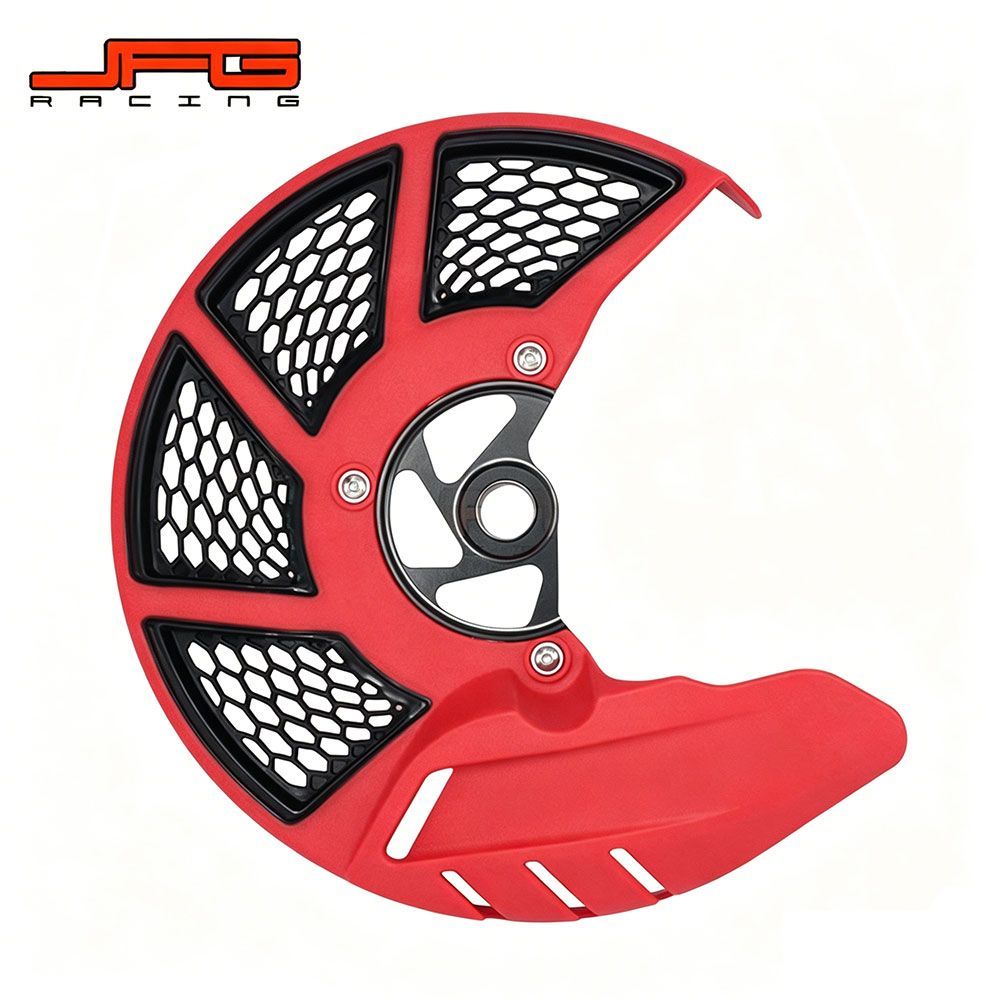 【年式適合済み】 ホンダ CR125R / CR250R（04-07） CRF250R（04-17） CRF450R（04-16） CRF250X / CRF450X（04-17） 用 フロントディスクガード アルミ合金製 軽量260g レッド オ
