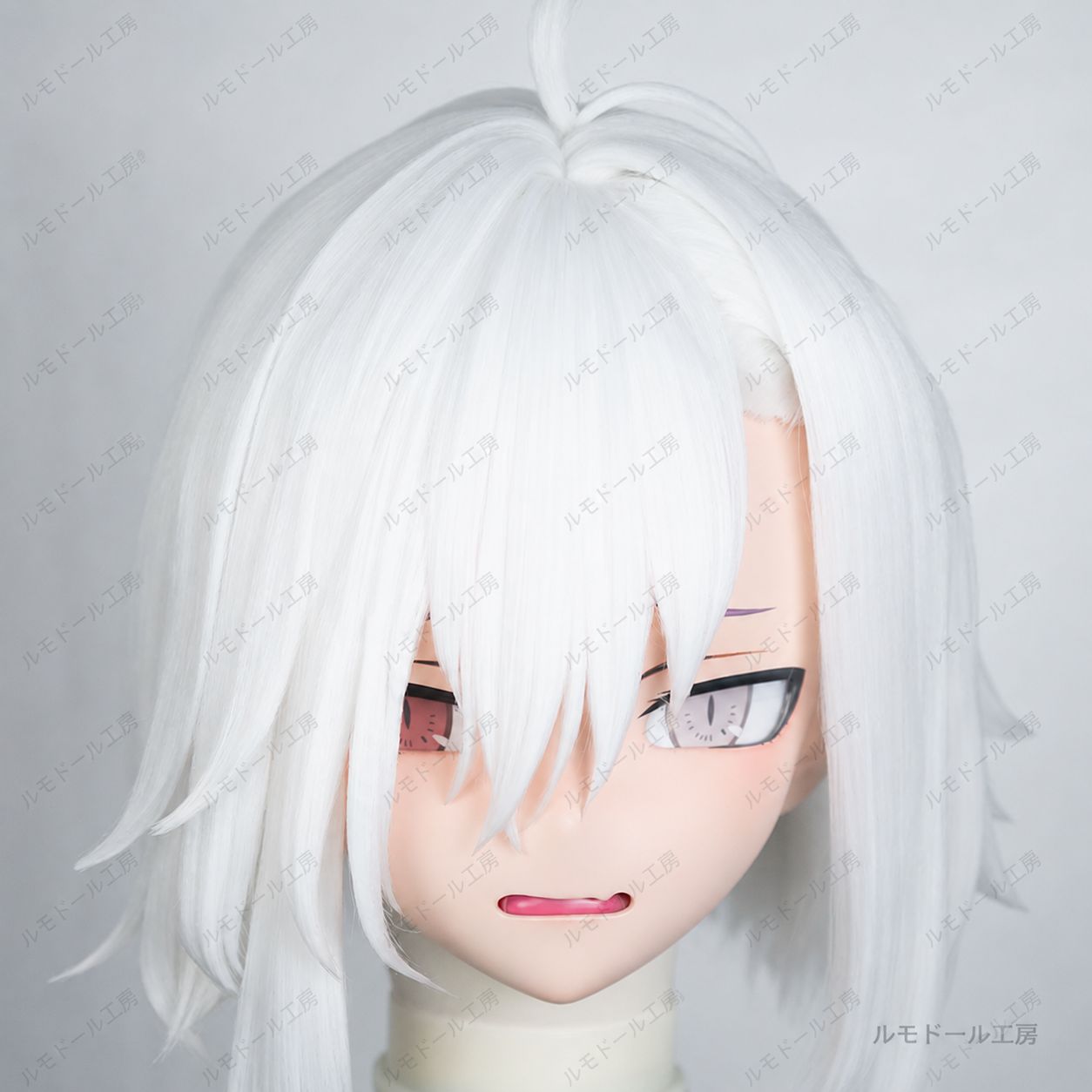 キグルミマスク 衣装セット 全頭 鍵付き 白髪ロング 56cm 撮影一式 妖艶系 ハンドメイド 現品