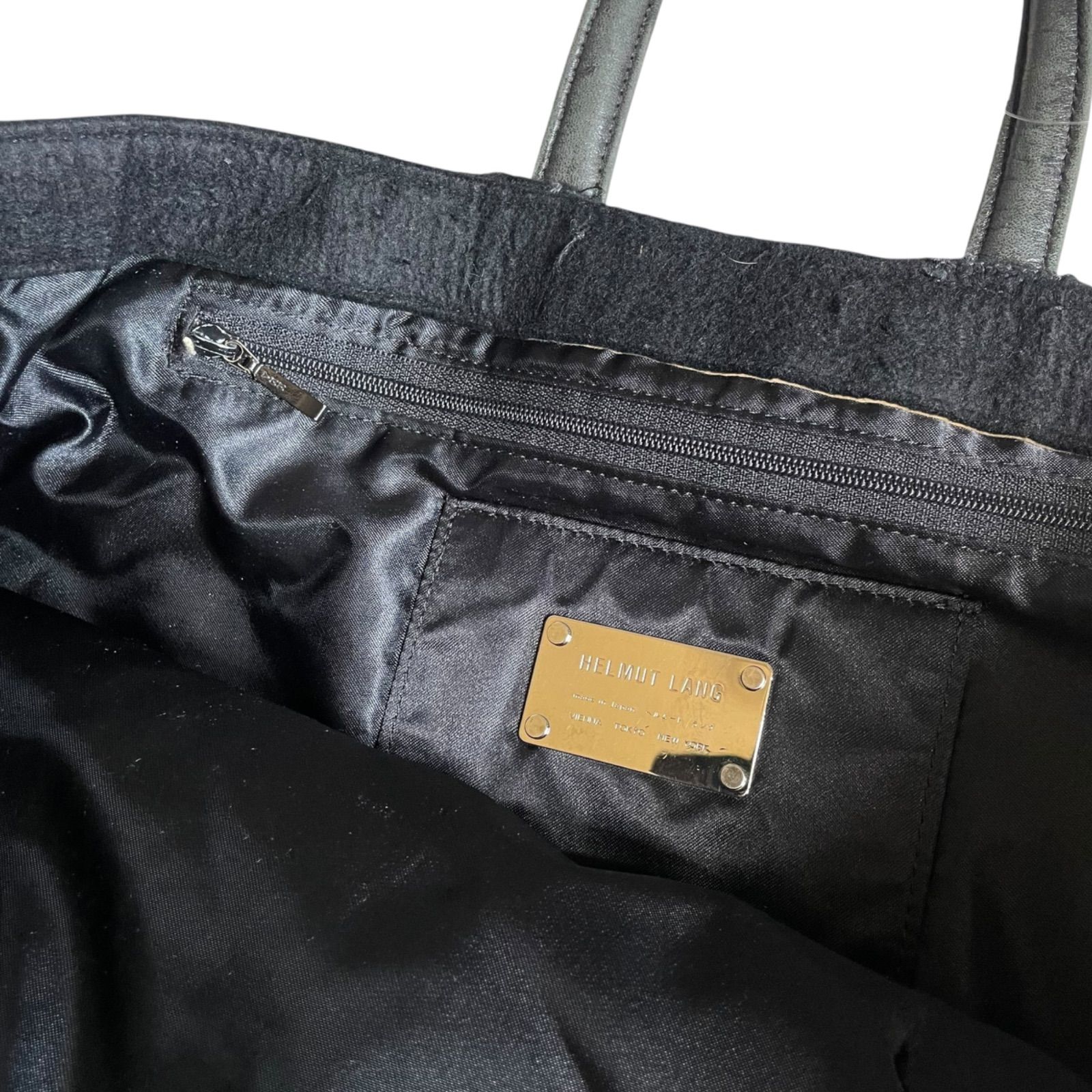 Helmut Lang Wool Tote 黒 ヘルムートラング ウール レザーハンドル 