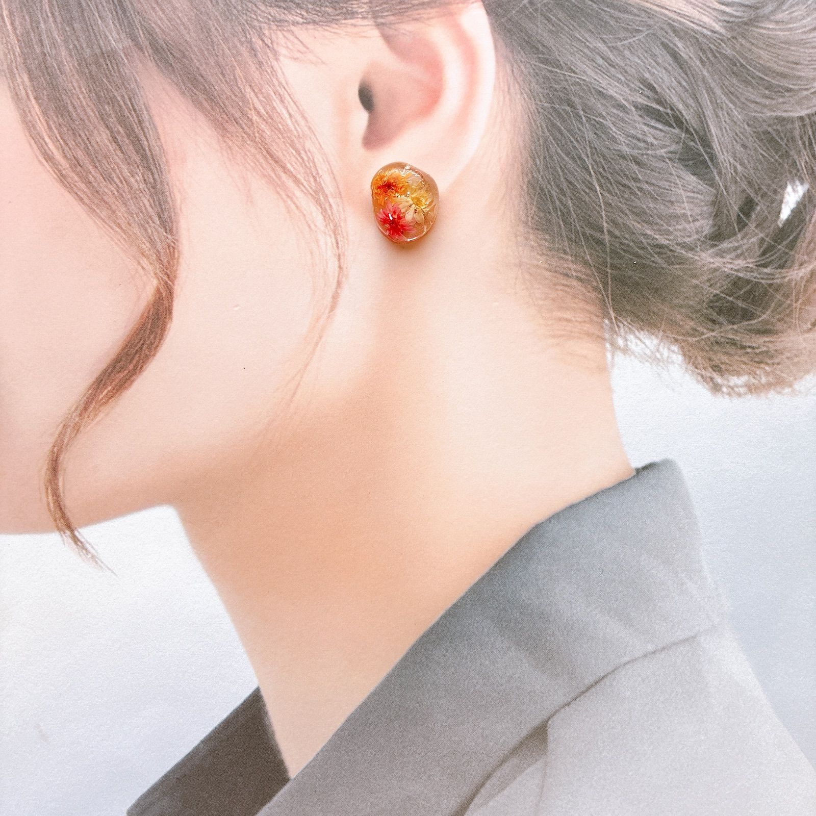 ハンドメイド ピアス イヤリング ドライフラワー - メルカリ