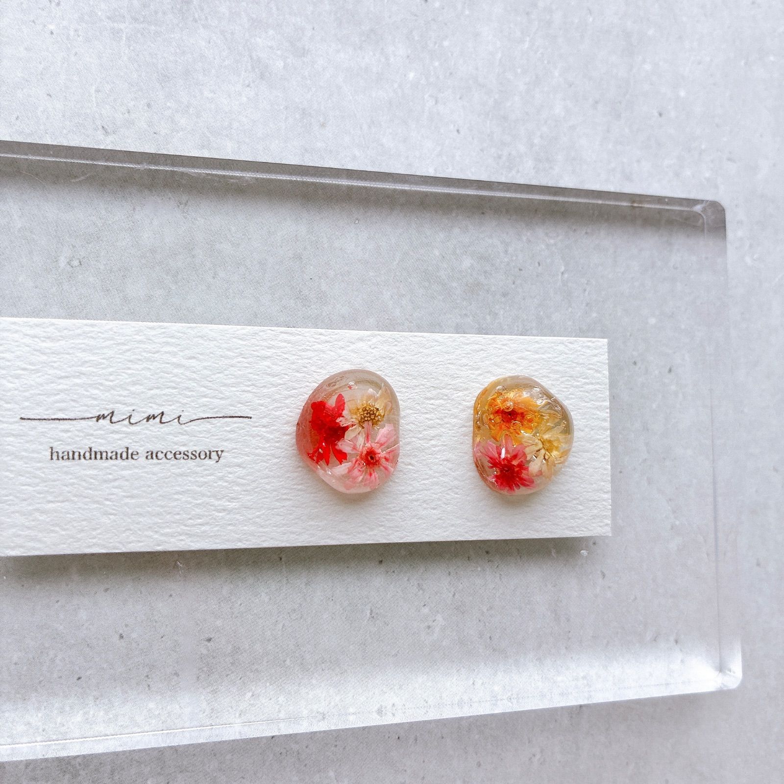 ハンドメイド ピアス イヤリング ドライフラワー - メルカリ