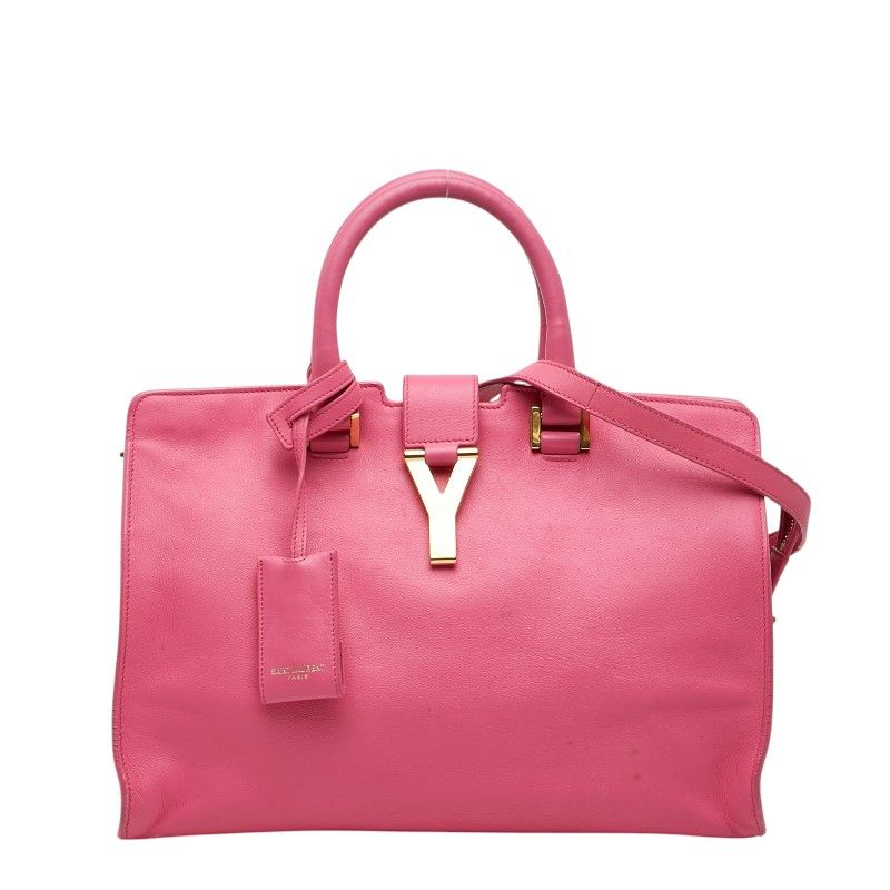 サンローラン Yライン プチカバス ハンドバッグ ショルダーバッグ 2WAY 311210 ピンク レザー レディース SAINT LAURENT【1-0267942】