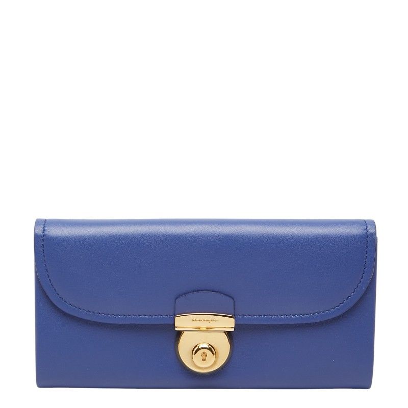 サルヴァトーレフェラガモ 長財布 KB-22C224 ライトブルー レザー レディース Salvatore Ferragamo【1-0269887】