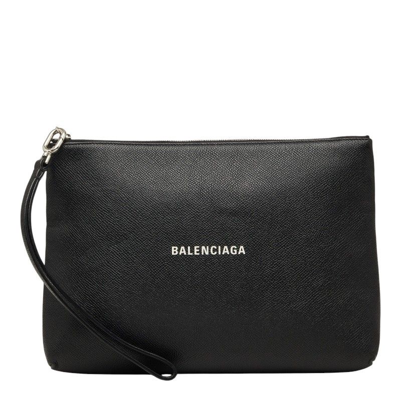 バレンシアガ ロゴ クラッチバッグ ブラック レザー メンズ BALENCIAGA
