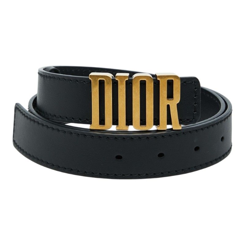 ディオール D-Fence ディフェンス ロゴバックル ベルト サイズ75 ブラック カーフ レディース Dior【1-0270189】