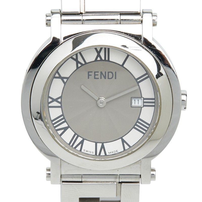 フェンディ オロロジ 2針 クアドロ 腕時計 6100L グレー シルバー ステンレススチール レディース FENDI【1-0271194】