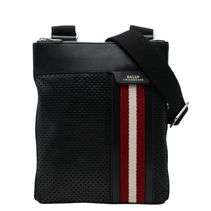 バリー ショルダーバッグ ブラック レッド レザー キャンバス メンズ BALLY【1-0272117】