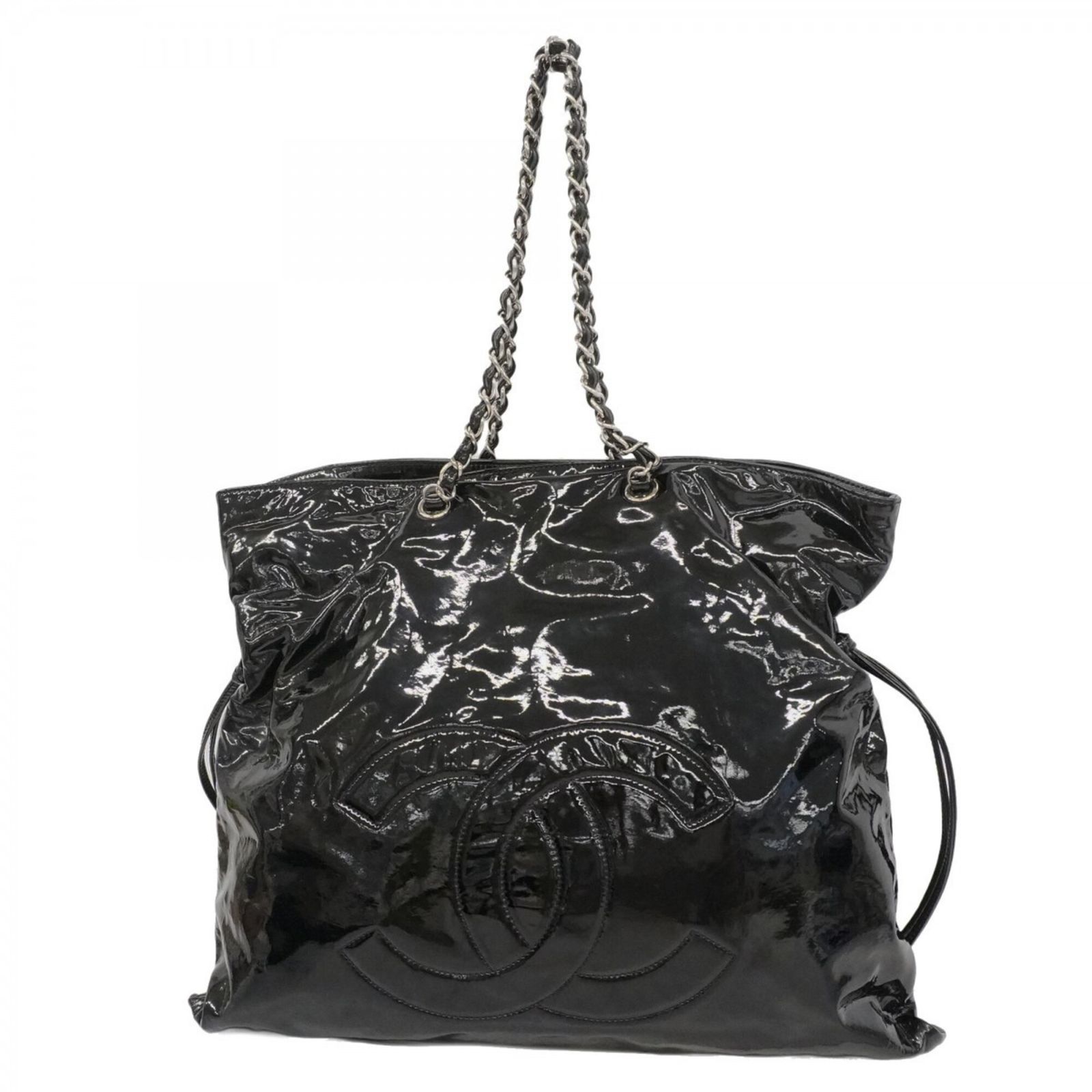 シャネル(Chanel) シャネル トートバッグ・チェーントート パテントレザー ブラック レディース