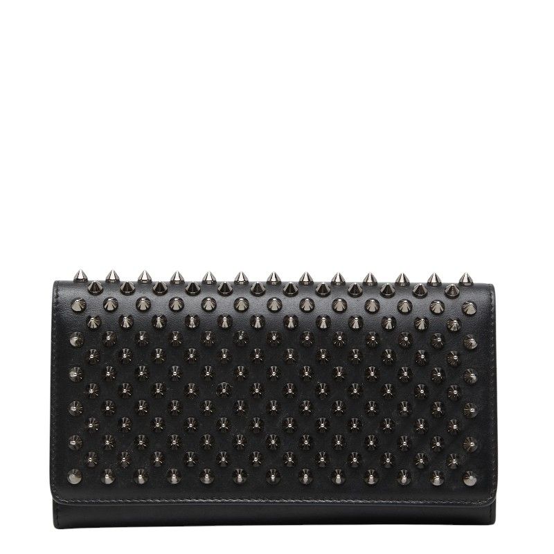 クリスチャンルブタン スパイク マカロン 長財布 二つ折り ブラック レザー メンズ Christian Louboutin【1-0272491】