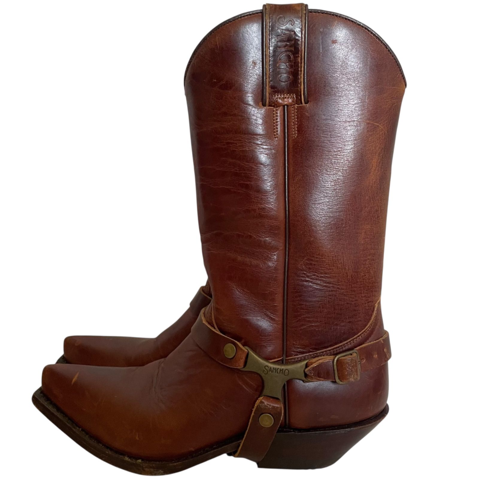 SANCHO Harness Boots 濃茶 38 24cm相当 サンチョ・ブーツ ウエスタン 