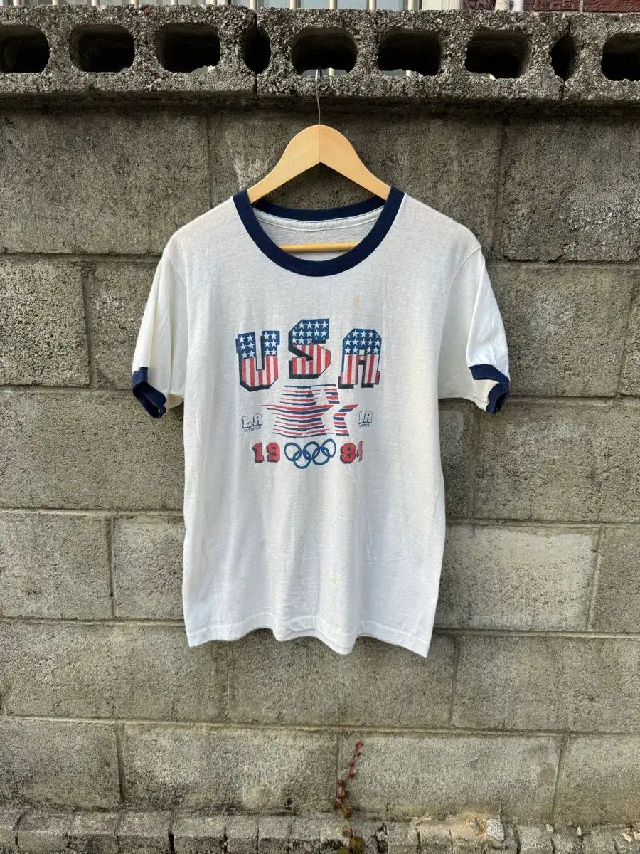 80s USA ヴィンテージ 1984 オリンピック 記念 シングルステッチ リンガーT 半袖 Tシャツ