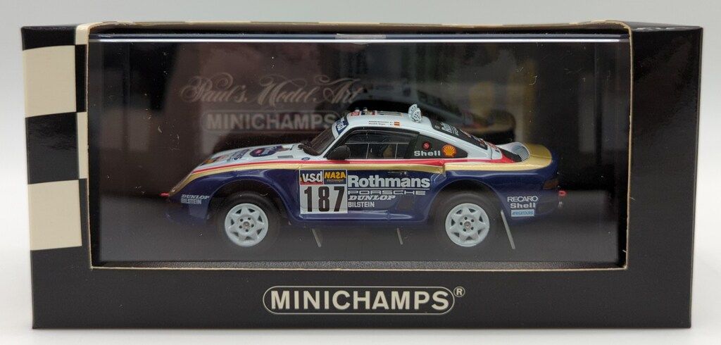 Paul'sModelArt 1/43MINICHAMPS 400 866287 Porsche959 Rallye Paris-Dakar1986 #187kussmaui/Unger