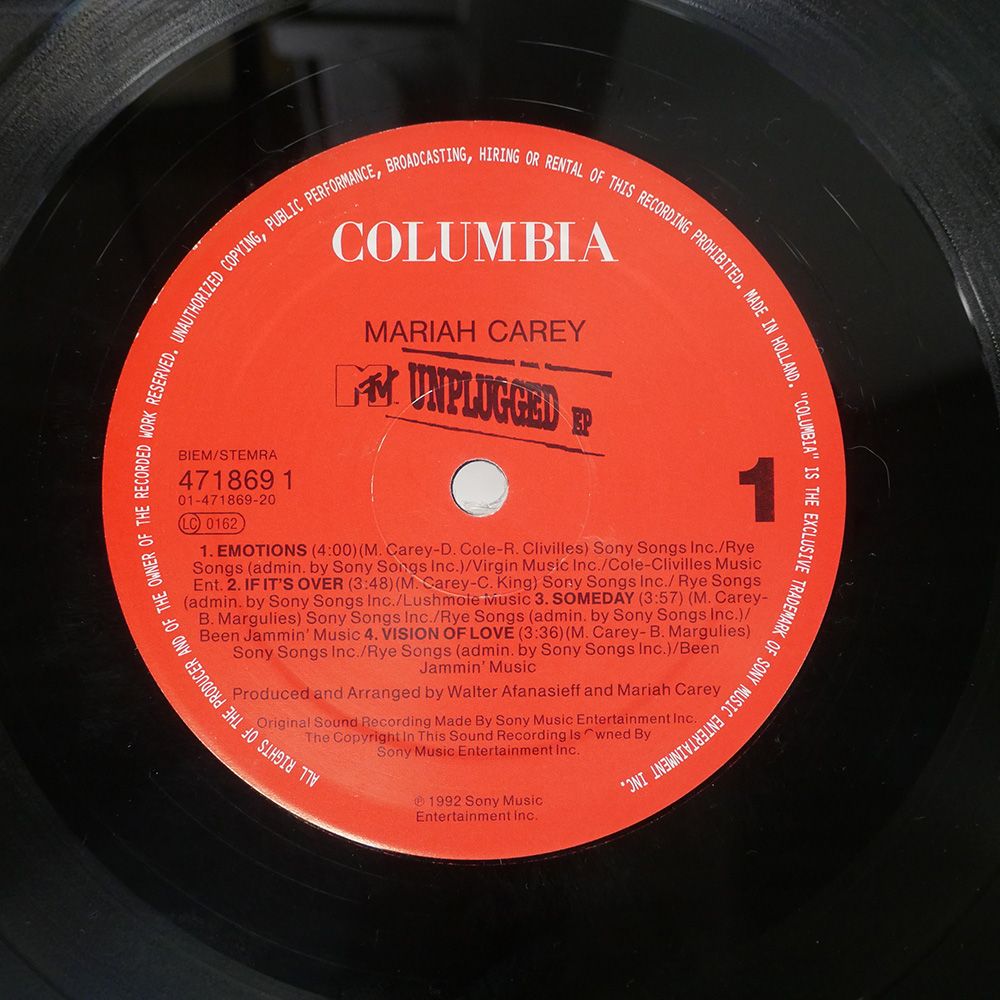 ヨーロッパ盤 MARIAH CAREY/MTV UNPLUGGED EP/COLUMBIA 4718691 12