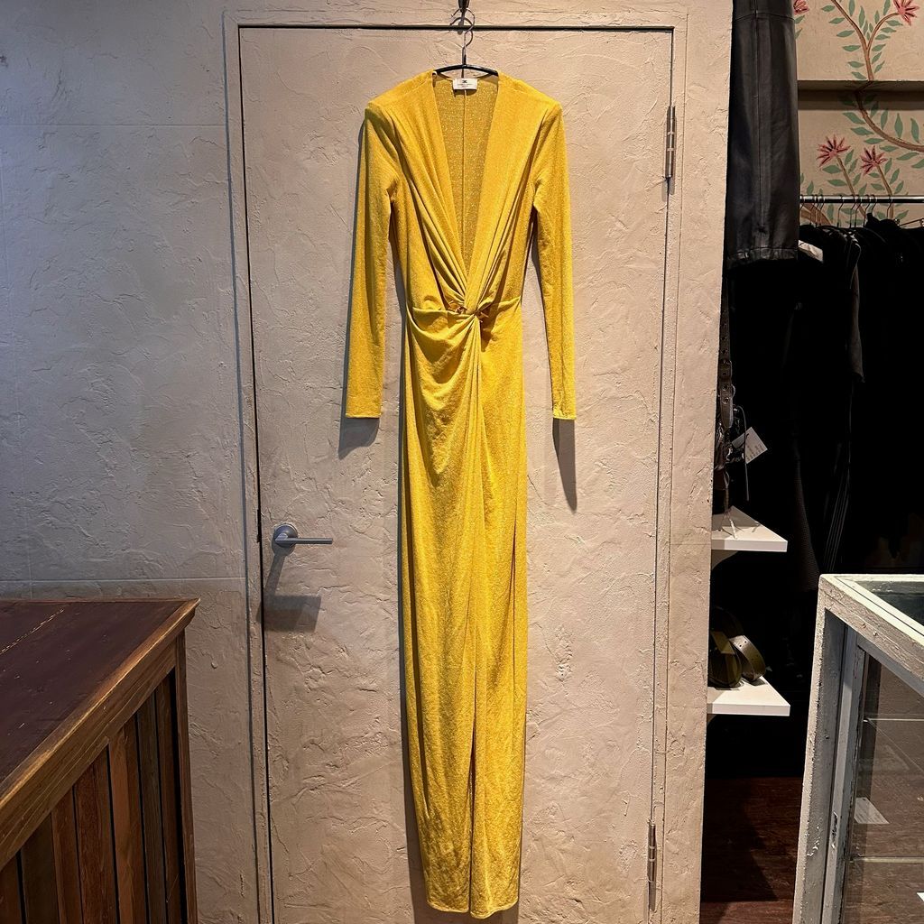 ELISABETTA FRANCHI エリザベッタフランキ Glitter Drape Long Dress ロングドレス AB7244E2 イエロー系 size:-【代官山B05】
