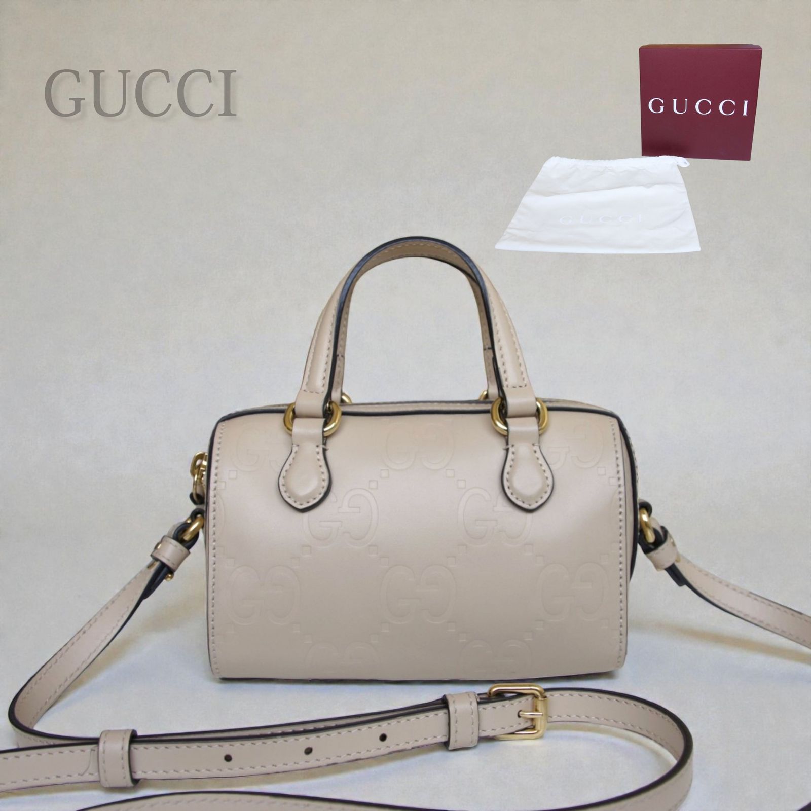 中古】GUCCI グッチ エンボス ショルダーバッグ 2WAY スーパーミニ