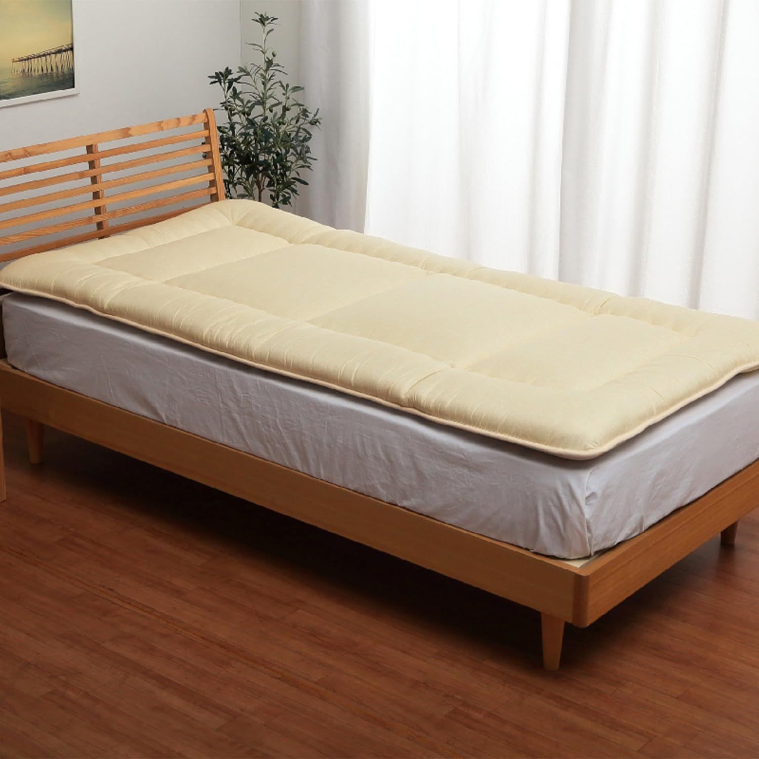 新品 イケヒコ 寝具 敷きふとん 滅ダニ布団 約140×210cm ベージュ ダブルロング 日本製 清潔 無地 シンプル #6708859