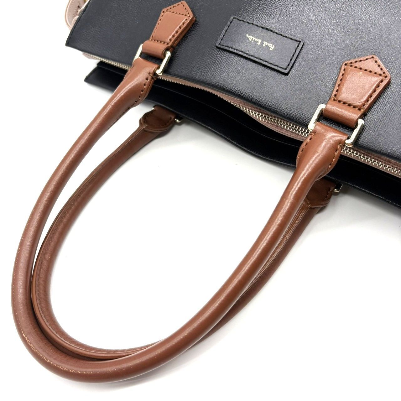 ポールスミス Paul Smith トートバッグ ブラック ベージュ PVC レザー 