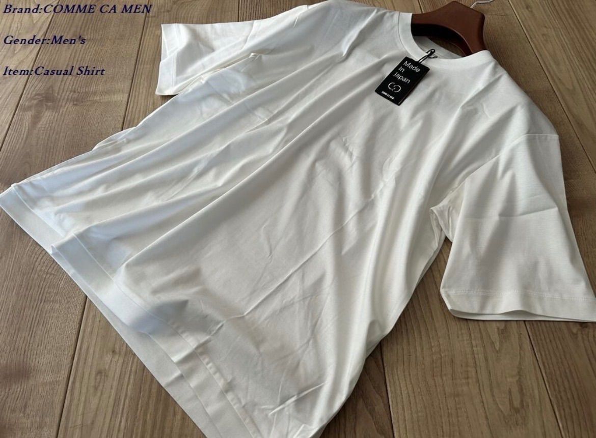 新品訳有り COMME CA MEN コムサメン 日本製 和歌山編み コットンスムース クルーTシャツ 01ホワイト Lサイズ 42TK03 定価16,500円