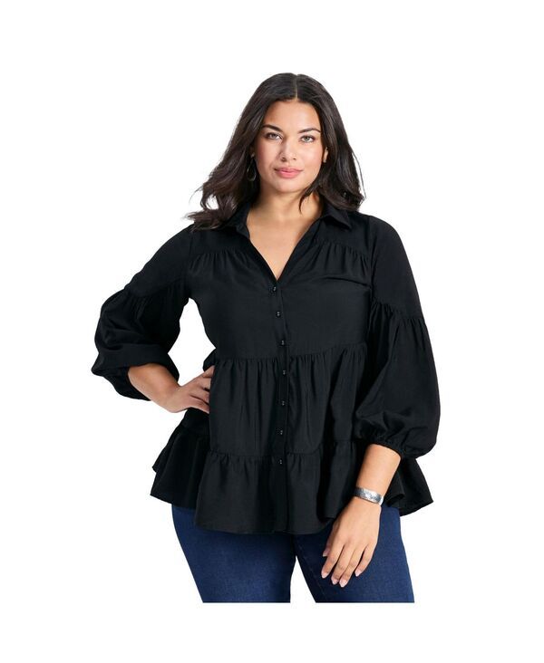 アベニュー レディース トップス シャツ ティアード AVENUE Womens Amari Tiered Tunic Shirt Black ブラック
