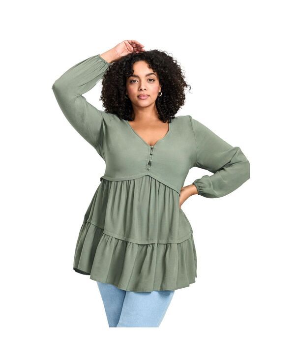 アベニュー レディース トップス シャツ AVENUE Womens Tilly Long Sleeve Tunic Olive オリーブ