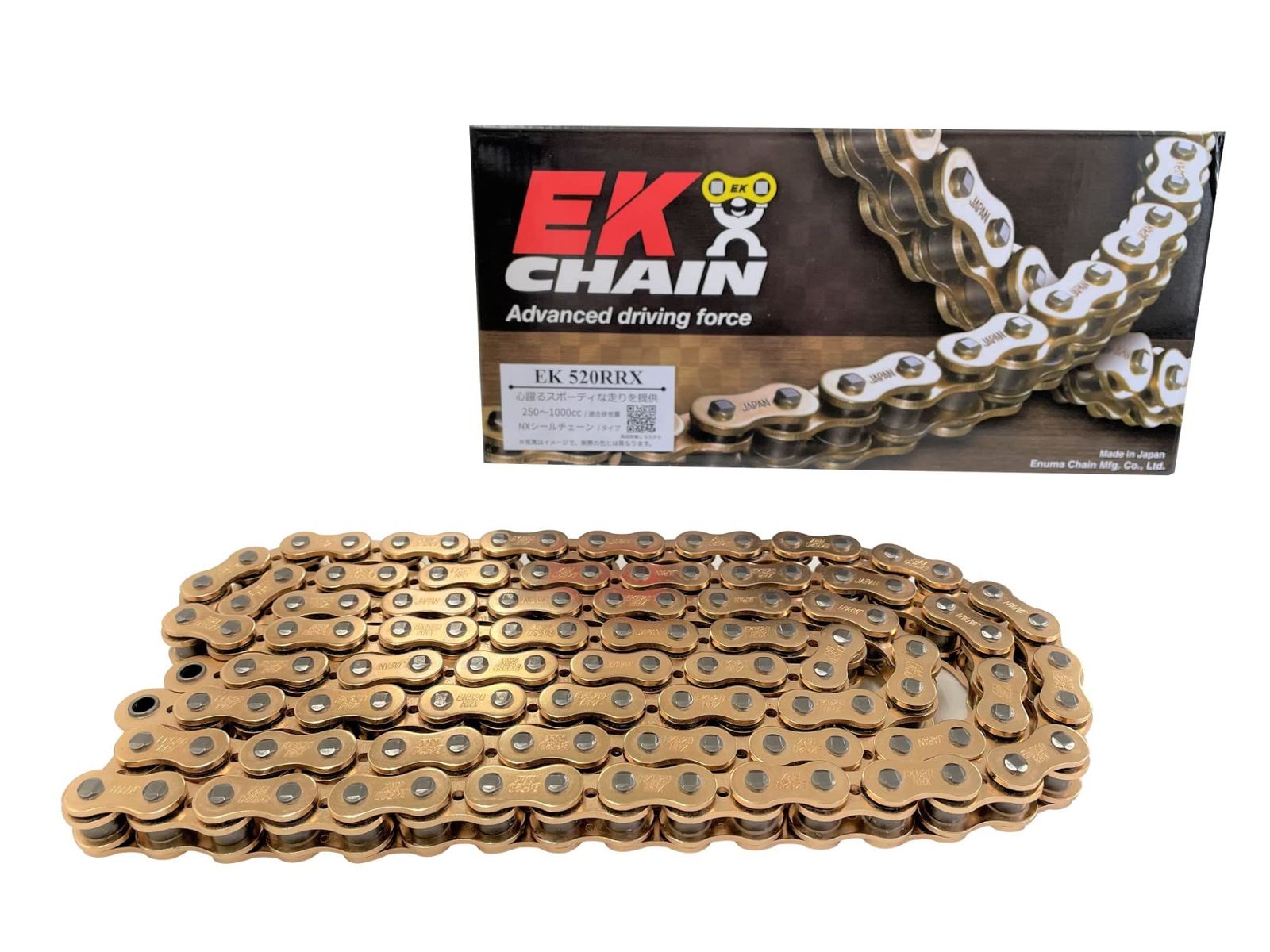 新品 EK(イーケー) バイク用チェーン 520RR-X ゴールド 136L MLJ (カシメジョイント) NXリングシールチェーン