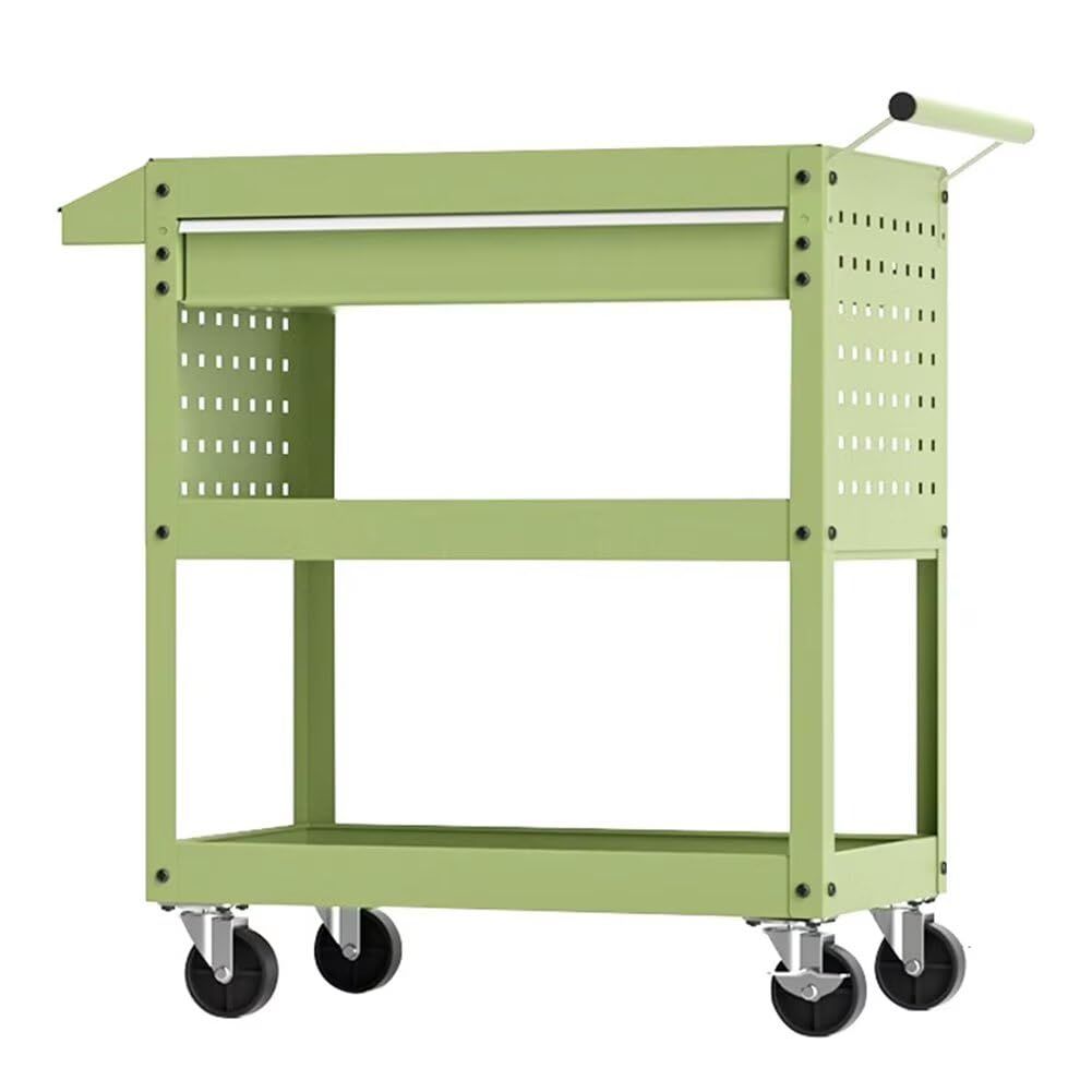 新品 QD-WST ツールワゴン ツールカート 3段 耐荷重200kg 幅62cm×奥行き35cm×高さ74cm 工具カート 工具ワゴン 工具台車 キャスター付き 大容量 多機能収納 工具収納 移動 運搬 倉庫 ガレージ グリーン 引き出し付き 14,725円