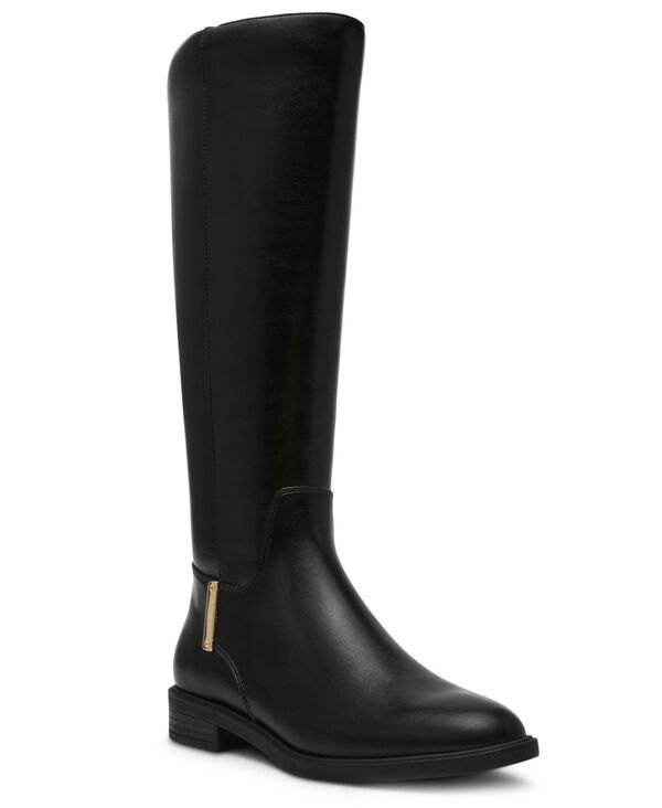 アンクライン レディース シューズ ブーツ・レインブーツ Anne Klein Womens Sinclair Knee High Riding Boots Black Smooth ブラック