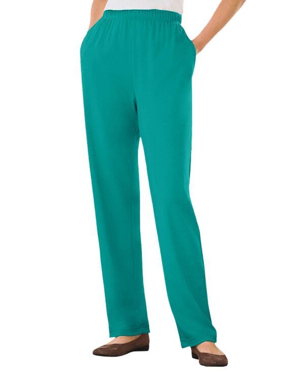 ウーマン ウィズイン レディース ボトムス カジュアルパンツ パンツ トール ニット Woman Within Womens Within Tall 7Day Knit StraightLeg PullOn Pants Waterfall