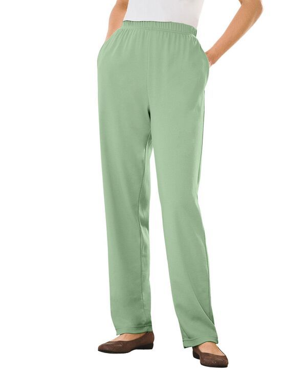 ウーマン ウィズイン レディース ボトムス カジュアルパンツ パンツ トール ニット Woman Within Womens Within Tall 7Day Knit StraightLeg PullOn Pants Sage セージ