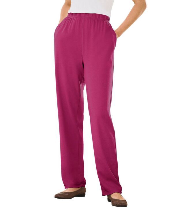 ウーマン ウィズイン レディース ボトムス カジュアルパンツ パンツ トール ニット Woman Within Womens Within Tall 7Day Knit StraightLeg PullOn Pants Raspberry