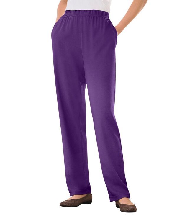 ウーマン ウィズイン レディース ボトムス カジュアルパンツ パンツ トール ニット Woman Within Womens Within Tall 7Day Knit StraightLeg PullOn Pants Radiant purple パープル