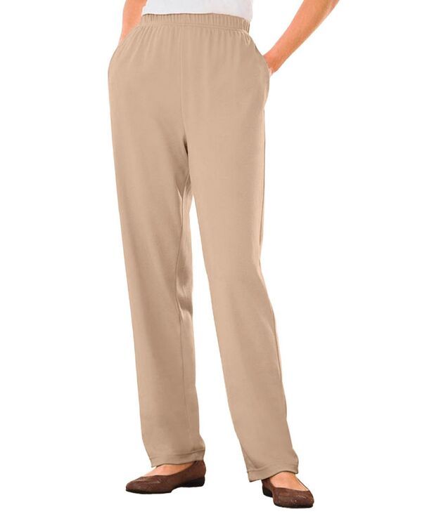 ウーマン ウィズイン レディース ボトムス カジュアルパンツ パンツ トール ニット Woman Within Womens Within Tall 7Day Knit StraightLeg PullOn Pants New khaki カーキ