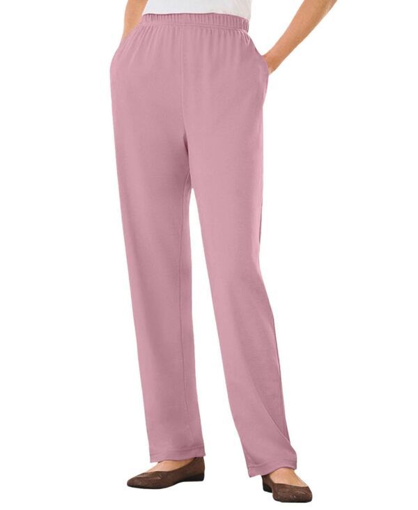 ウーマン ウィズイン レディース ボトムス カジュアルパンツ パンツ トール ニット Woman Within Womens Within Tall 7Day Knit StraightLeg PullOn Pants Dusty pink ピンク
