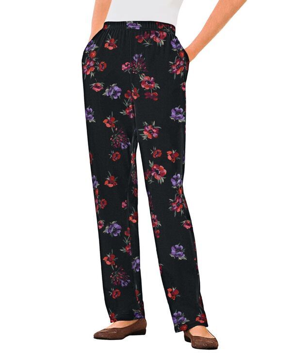 ウーマン ウィズイン レディース ボトムス カジュアルパンツ パンツ トール ニット Woman Within Womens Within Tall 7Day Knit StraightLeg PullOn Pants Black magnolia ブラック