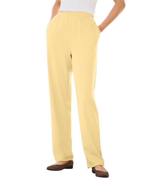 ウーマン ウィズイン レディース ボトムス カジュアルパンツ パンツ トール ニット Woman Within Womens Within Tall 7Day Knit StraightLeg PullOn Pants Banana