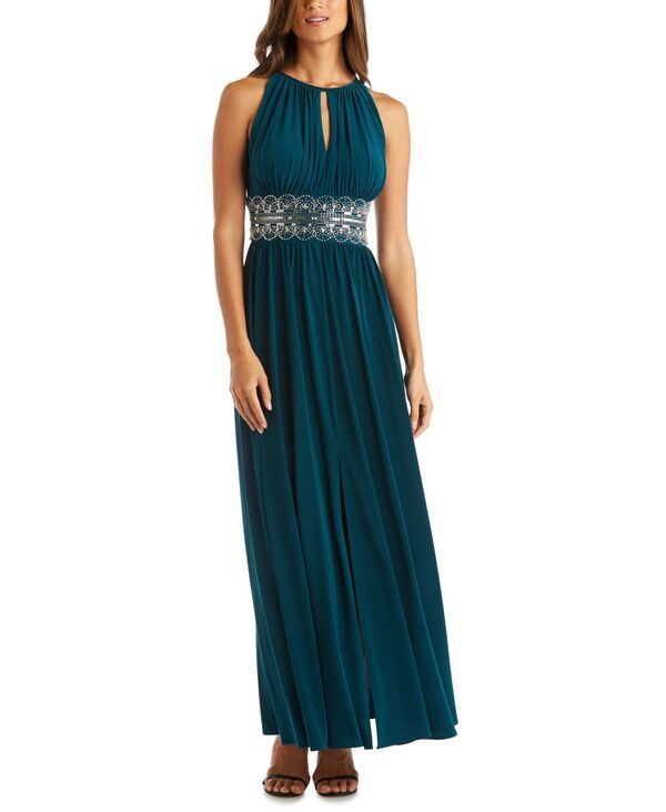 アールアンドエムリチャーズ レディース トップス ワンピース R M Richards Beaded Gown 4P18 Emerald エメラルド