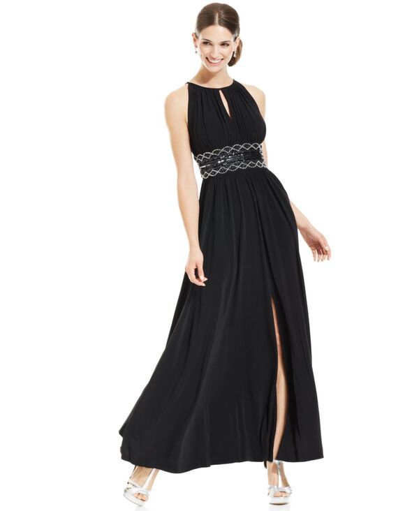 アールアンドエムリチャーズ レディース トップス ワンピース R M Richards Beaded Gown 4P18 Black ブラック