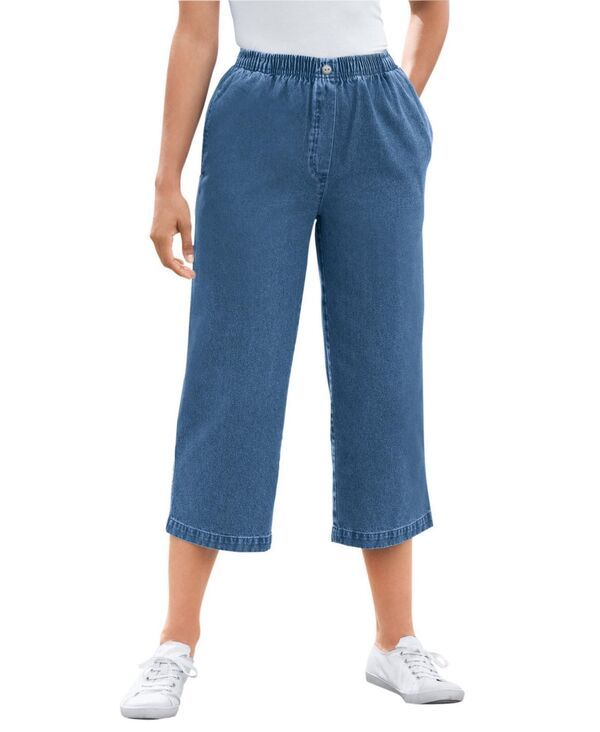 ウーマン ウィズイン レディース ボトムス カジュアルパンツ デニム キャップ Woman Within Womens Within 7Day Denim Capri Medium stonewash デニム
