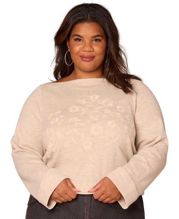 デモクラシー レディース トップス シャツ プラスサイズ Democracy Plus Size Bell Sleeve Boat Neck Top Heather ヘザー