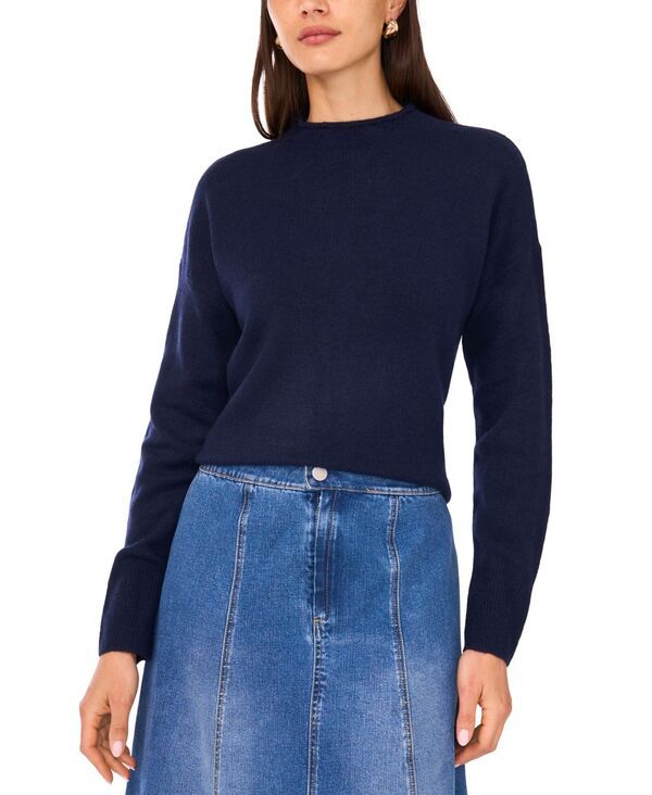 ワンステイト レディース アウター ニット・セーター モックネック セーター 1STATE Womens Long Sleeve Mock Neck Rolled Hem Sweater Classic Navy ネイビー