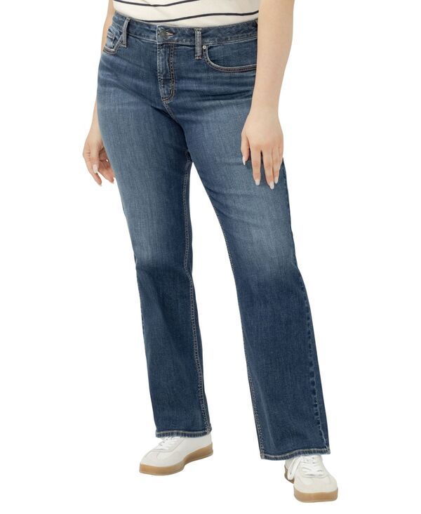 シルバー ジーンズ レディース ボトムス デニムパンツ ブーツカット プラスサイズ ブーツ Silver Jeans Co Plus Size Elyse Mid Rise Comfort Fit Bootcut Jeans Sherbrook