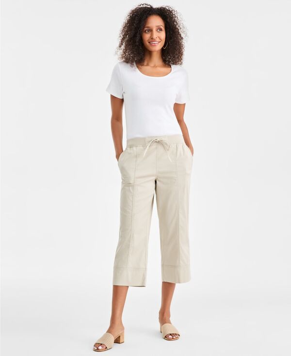 スタイルアンドコー レディース ボトムス カジュアルパンツ パンツ キャップ Style Co Womens MidRise PullOn Capri Pants Stone Wall ストーン