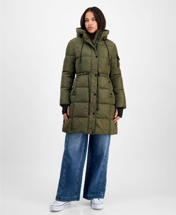 スティーブ マデン レディース アウター ジャケット・ブルゾン コート Steve Madden Womens Hooded Puffer Utility Coat Olive オリーブ