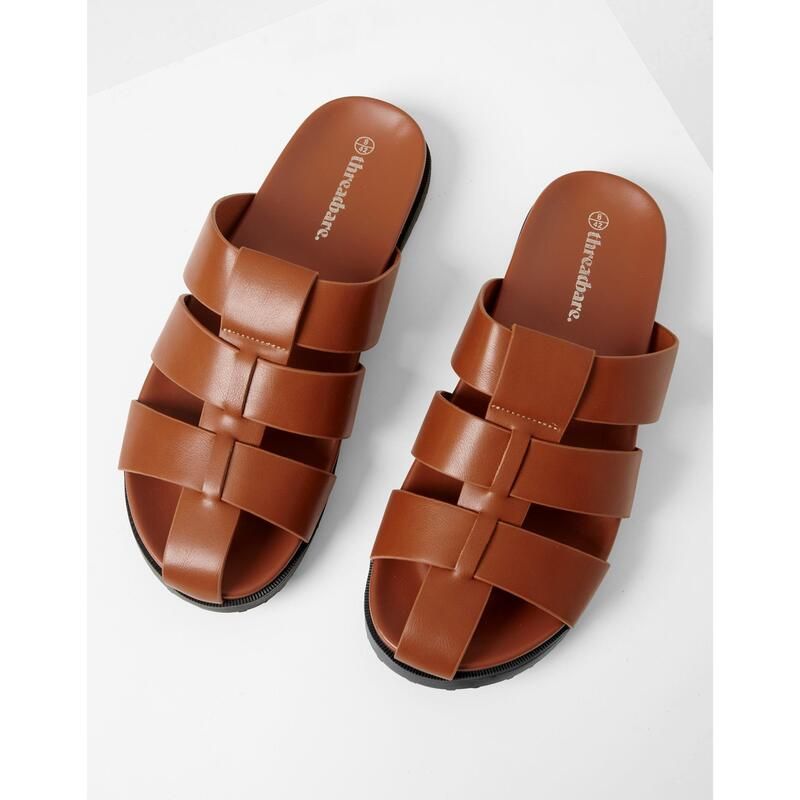 スリードベア メンズ シューズ サンダル Threadbare Abel Flat Sandals Tan タン