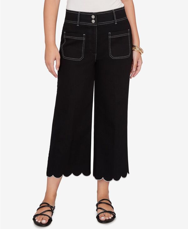 ルビーアールディー レディース ボトムス デニムパンツ プチ コントラスト アンクル ジーンズ Ruby Rd Petite Scallop Hem Contrastitch Ankle Jeans Black ブラック