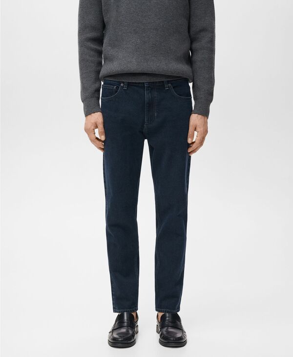 マンゴ メンズ ボトムス デニムパンツ クロップド ジーンズ MANGO Mens Ben Cropped TaperedFit Jeans Deep Dark Blue ブルー