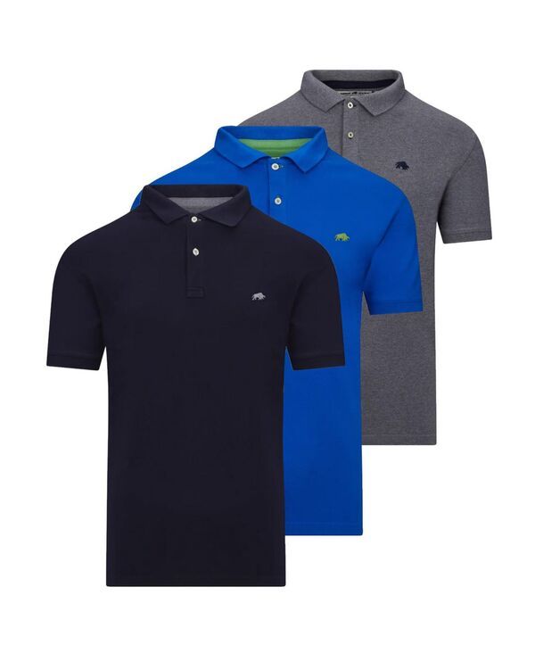 ライジングブル メンズ トップス Tシャツ ポロシャツ トール Raging Bull Big Tall Multipack Organic Polo Navy cobalt grey グレー