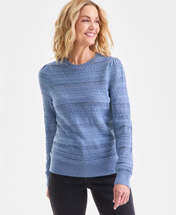 スタイルアンドコー レディース アウター ニット・セーター クルーネック Style Co Womens Pointelle Crewneck Sweater Militia Blue ブルー