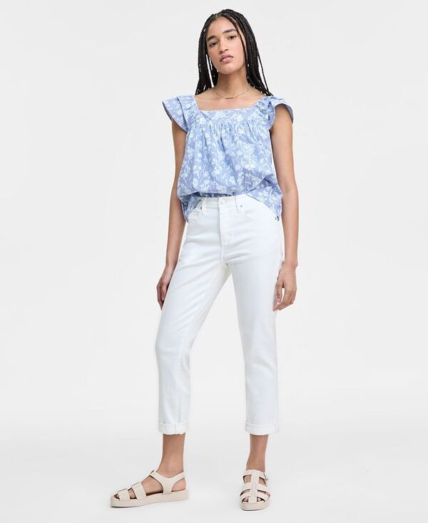 リヴァプール ロサンゼルス レディース ボトムス デニムパンツ クロップド ジーンズ Liverpool Los Angeles Womens RolledCuff Keeper Boyfriend Cropped Jeans Bright White ホワイ