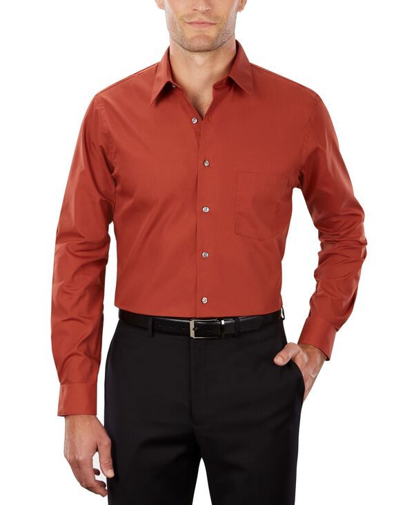 ヴァンハウセン メンズ トップス シャツ Van Heusen Mens Poplin Dress Shirt Classic Athletic Fit Persimmon